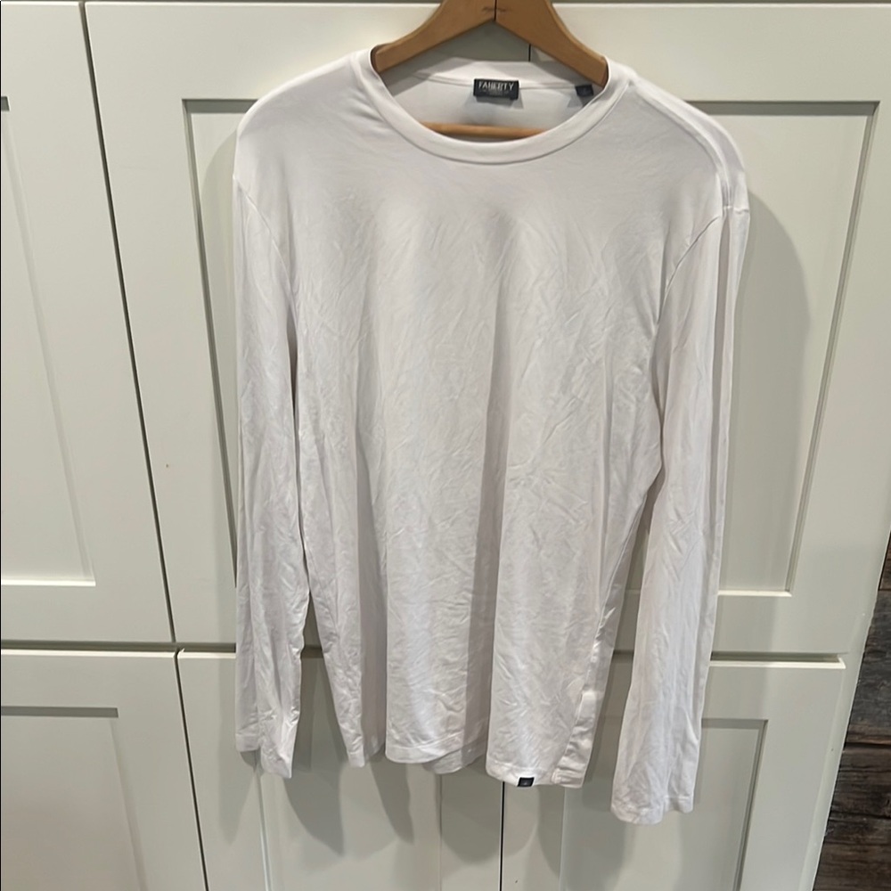 Faherty White Long Sleeve Crewneck Shirt